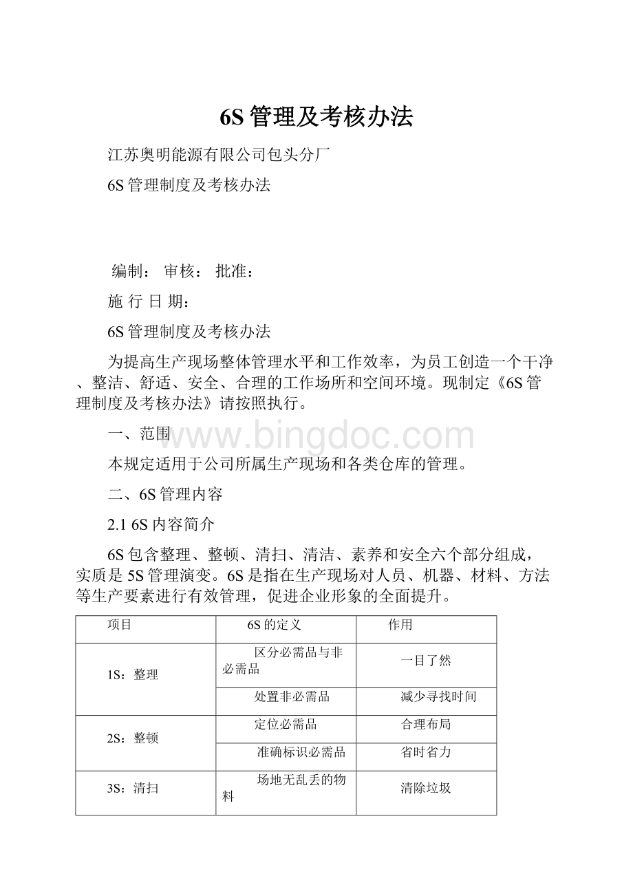 6S管理及考核办法Word格式.docx