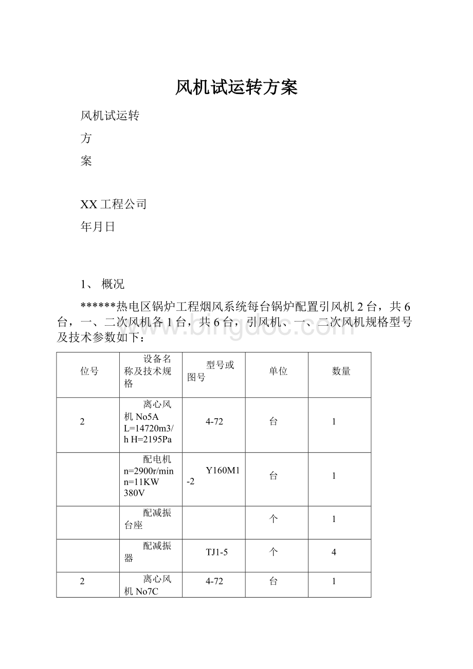 风机试运转方案Word文档下载推荐.docx_第1页