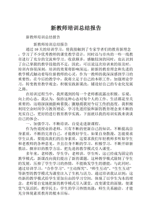 新教师培训总结报告Word下载.docx