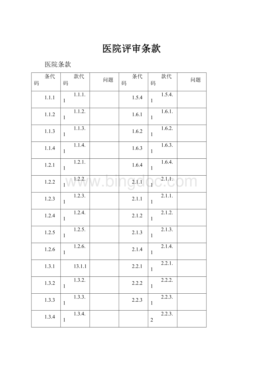 医院评审条款文档格式.docx_第1页