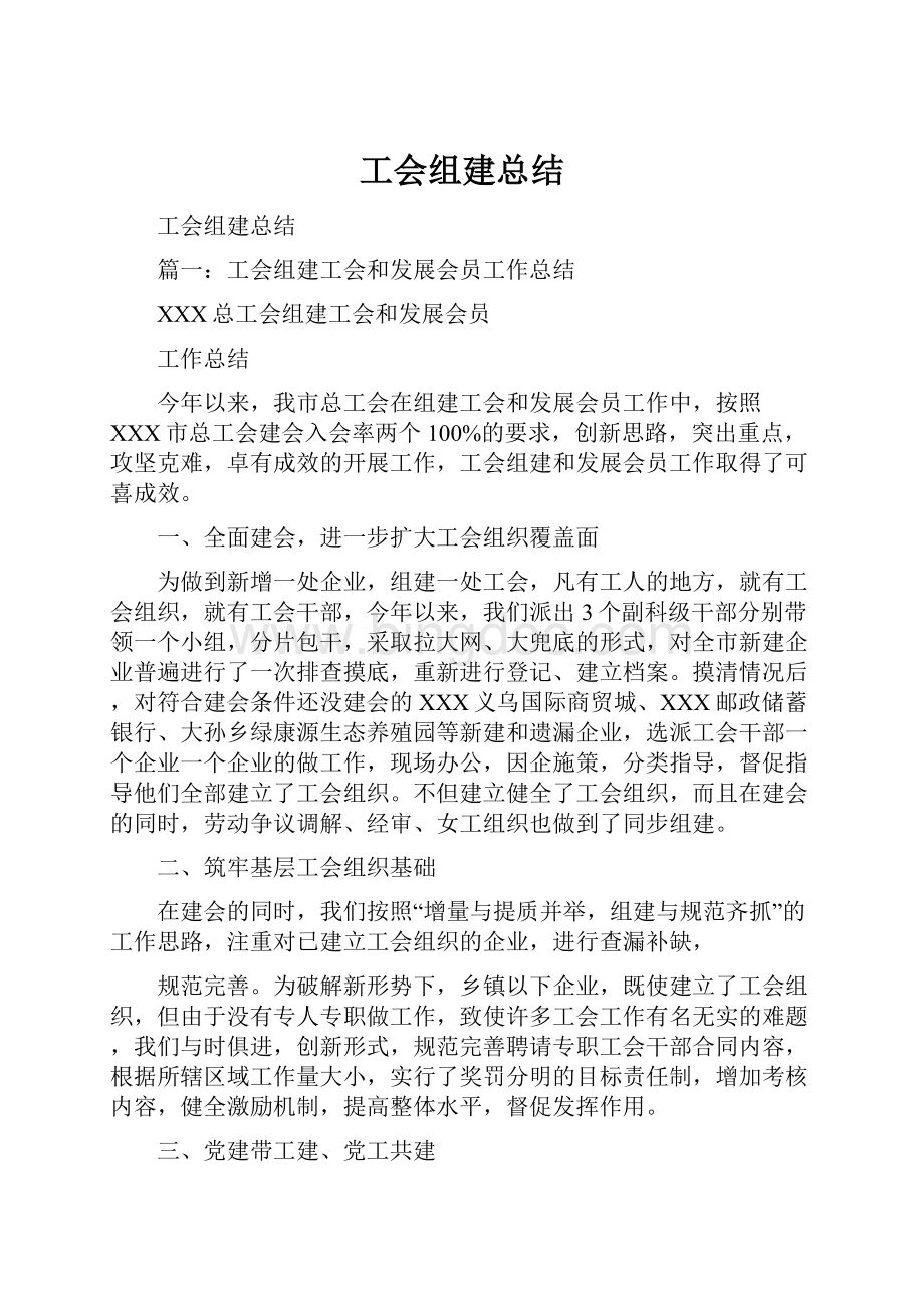 工会组建总结文档格式.docx