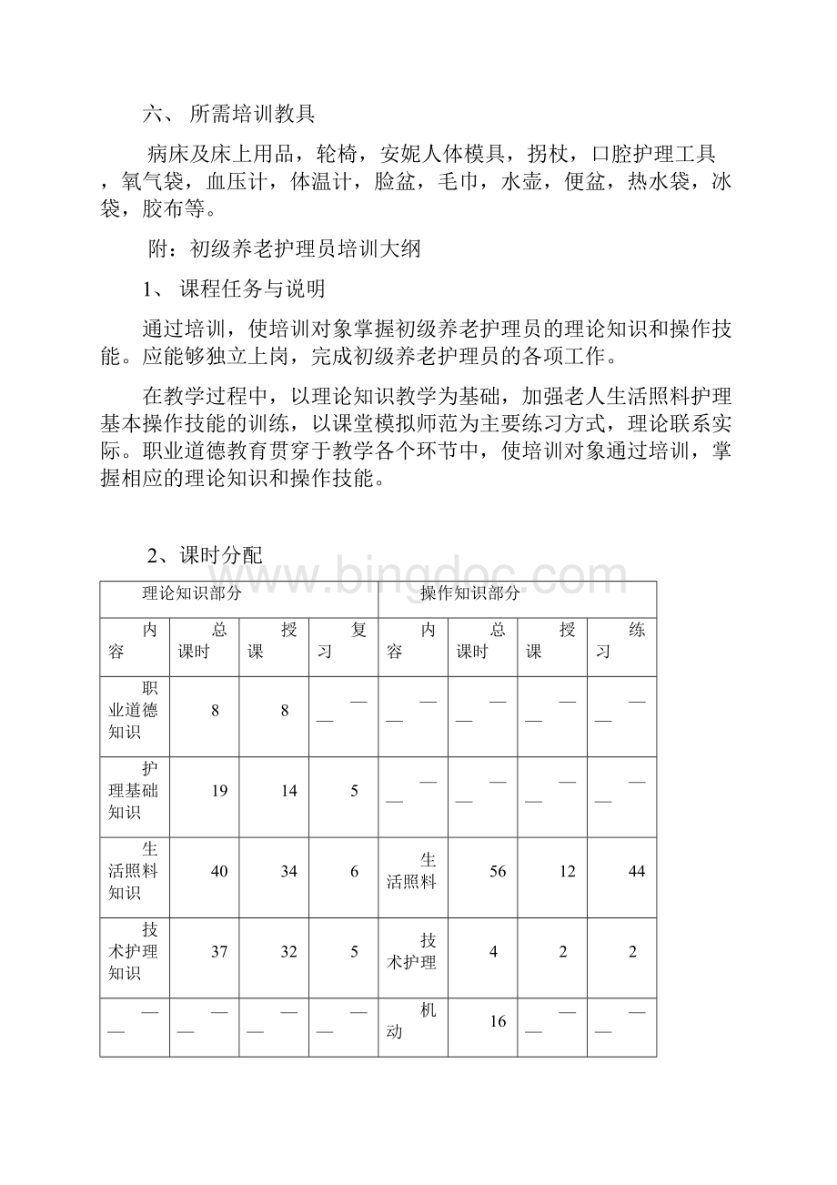 完整word版养老护理员初中级培训项目实施方案.docx_第3页