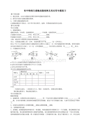 初中物理凸透镜成像规律及其应用专题复习Word文件下载.doc