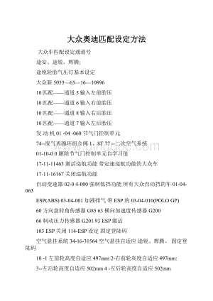 大众奥迪匹配设定方法Word文件下载.docx