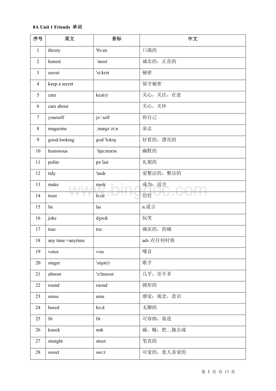 新版译林牛津英语8A单词表Word格式文档下载.docx_第1页