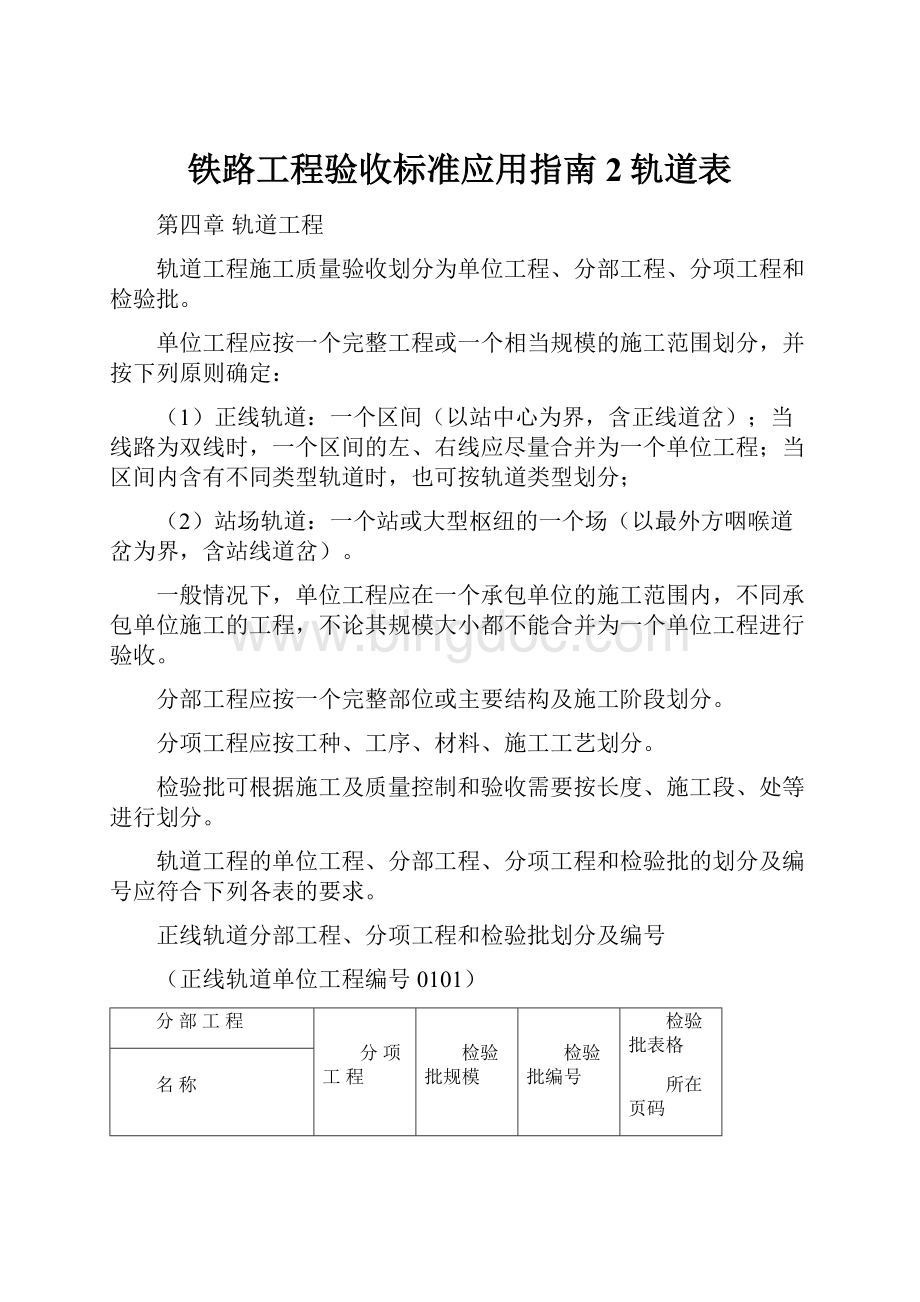 铁路工程验收标准应用指南2轨道表Word文件下载.docx