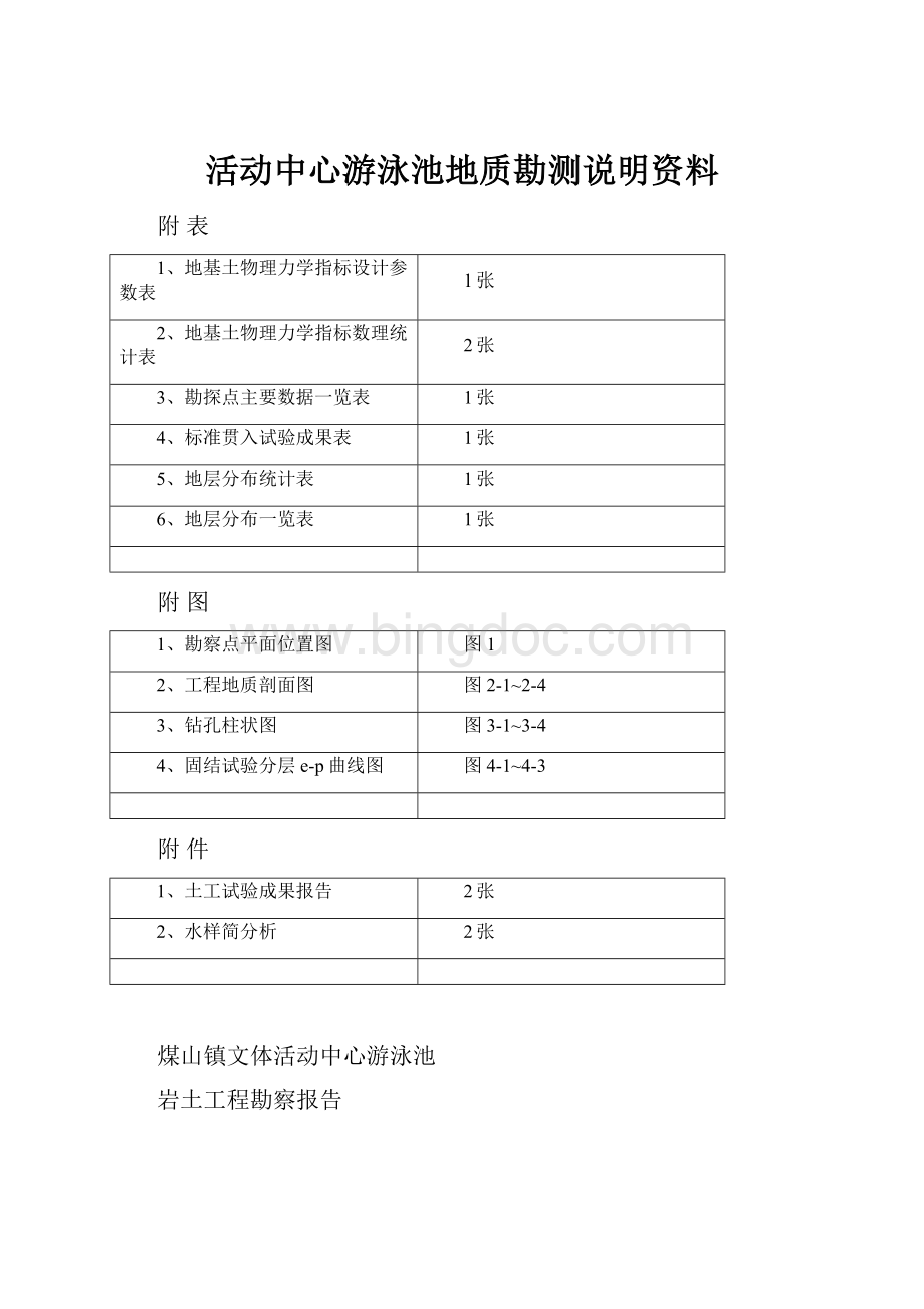 活动中心游泳池地质勘测说明资料Word文档下载推荐.docx