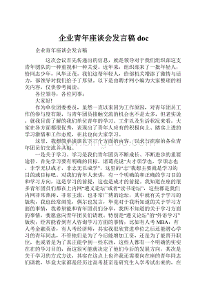 企业青年座谈会发言稿doc文档格式.docx