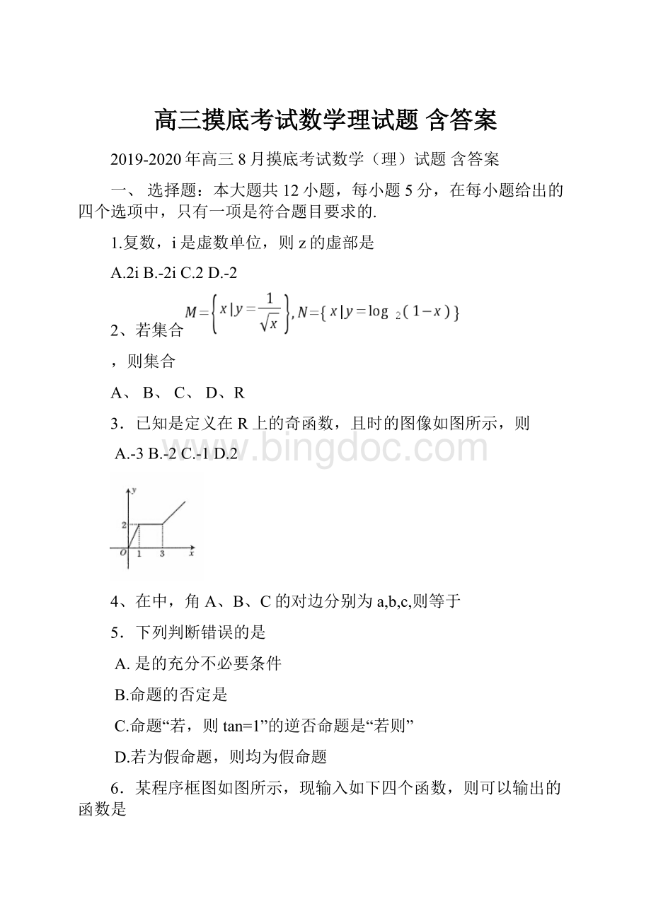 高三摸底考试数学理试题 含答案.docx_第1页