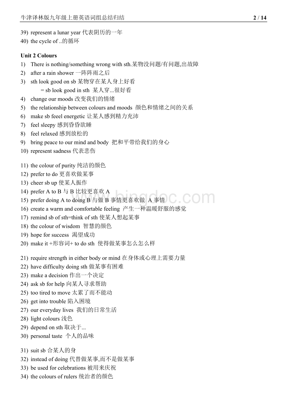 牛津译林版九年级上册英语词组总结Word格式文档下载.docx_第2页