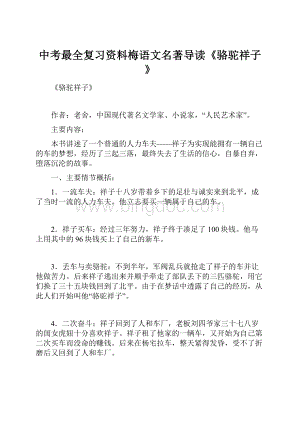 中考最全复习资料梅语文名著导读《骆驼祥子》文档格式.docx