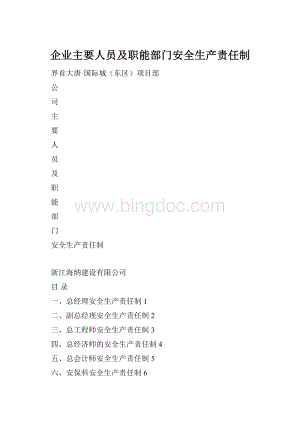 企业主要人员及职能部门安全生产责任制.docx