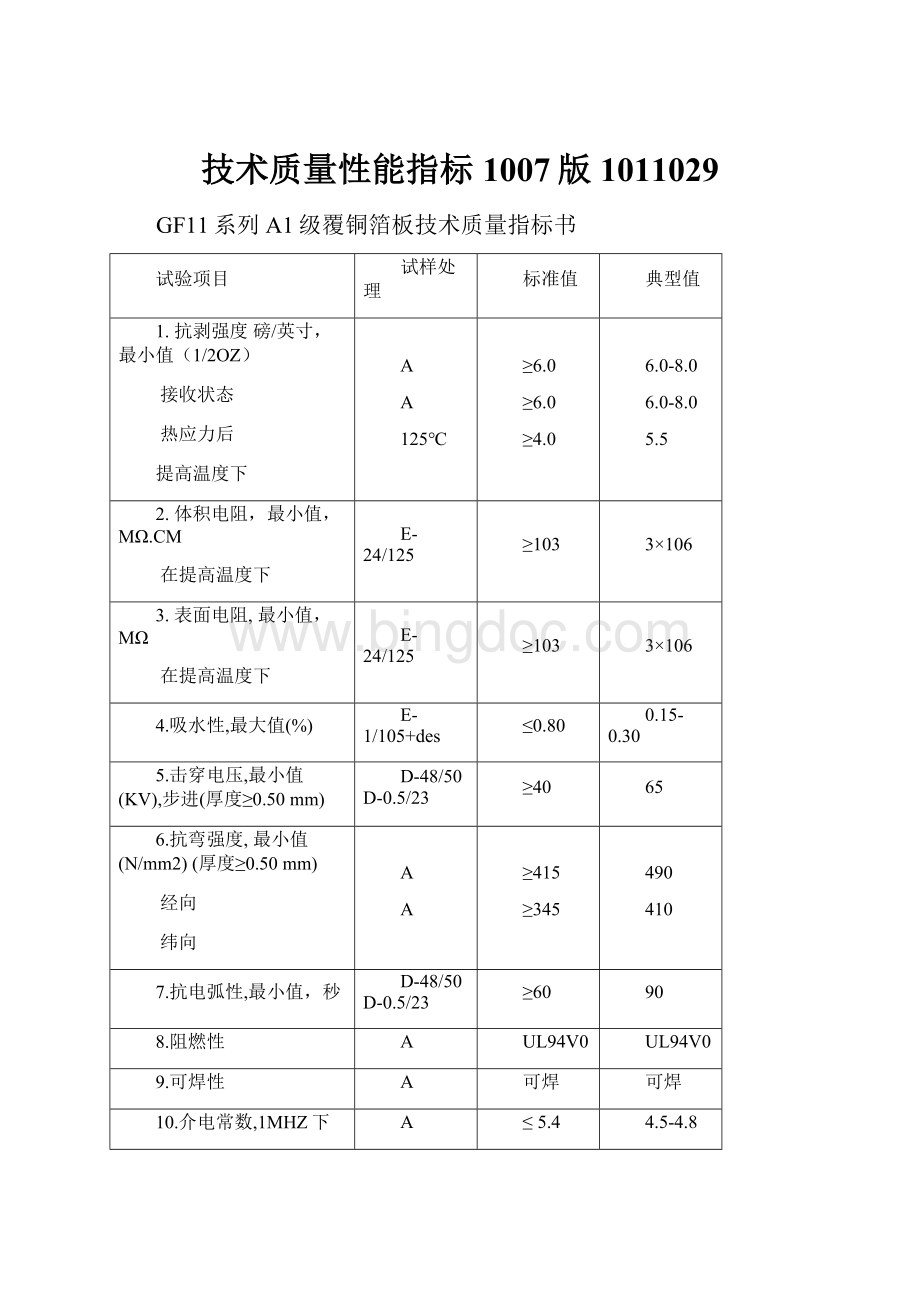 技术质量性能指标1007版 1011029Word文件下载.docx_第1页