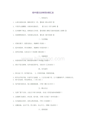 初中语文古诗词分类汇总Word文档格式.doc