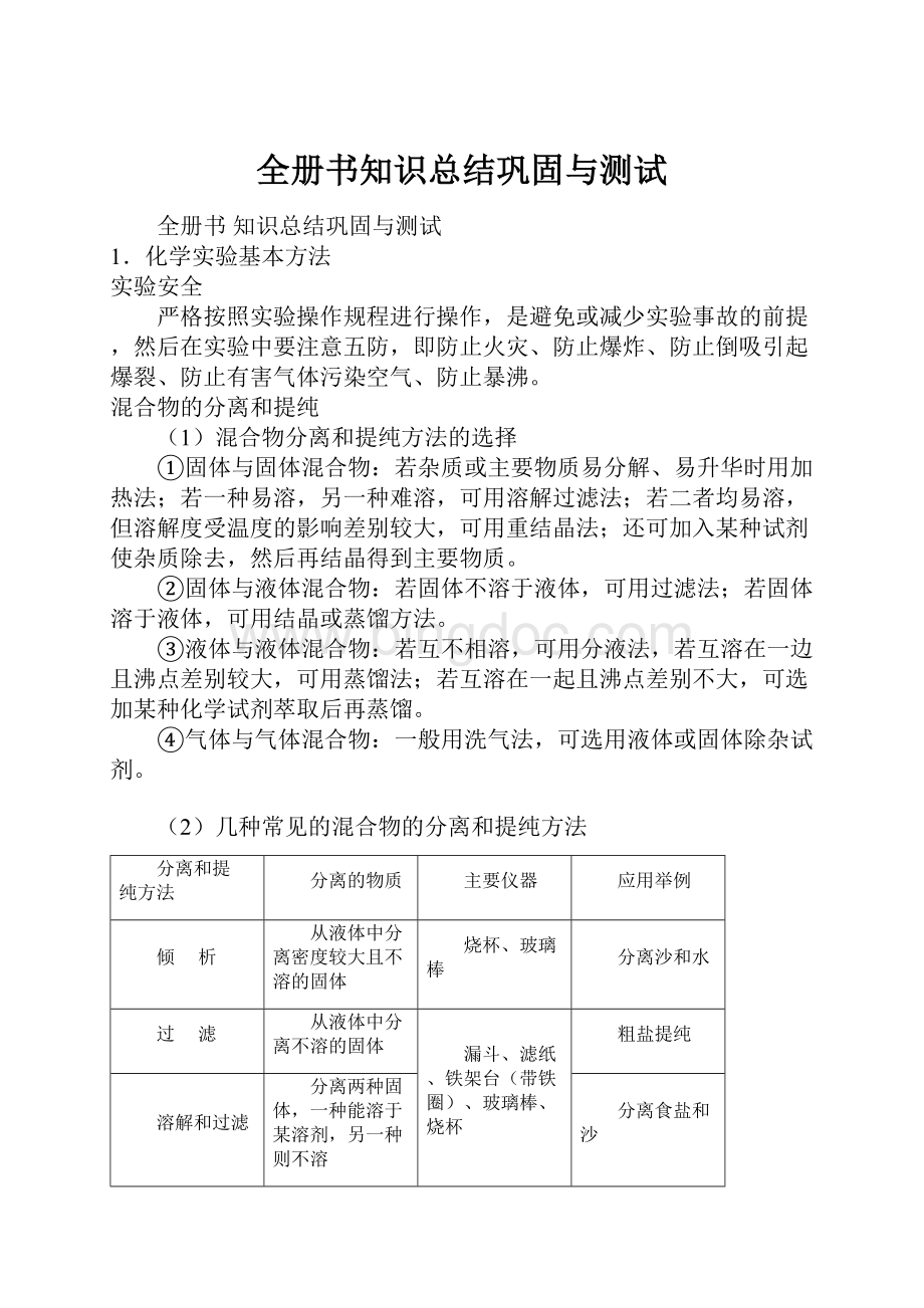 全册书知识总结巩固与测试Word格式.docx