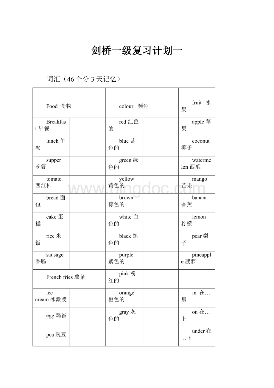 剑桥一级复习计划一Word文档格式.docx