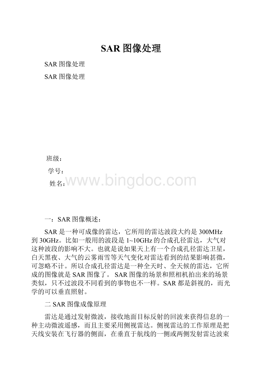 SAR图像处理Word文档格式.docx