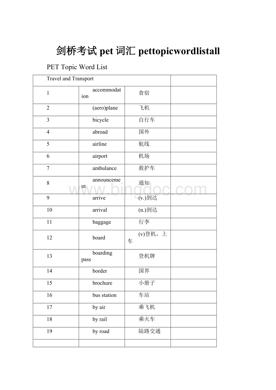 剑桥考试pet词汇pettopicwordlistallWord格式.docx_第1页