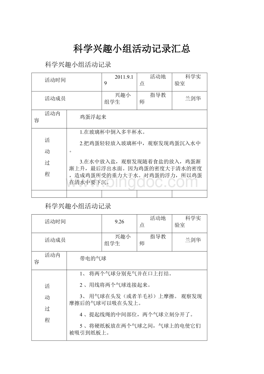 科学兴趣小组活动记录汇总Word格式文档下载.docx_第1页