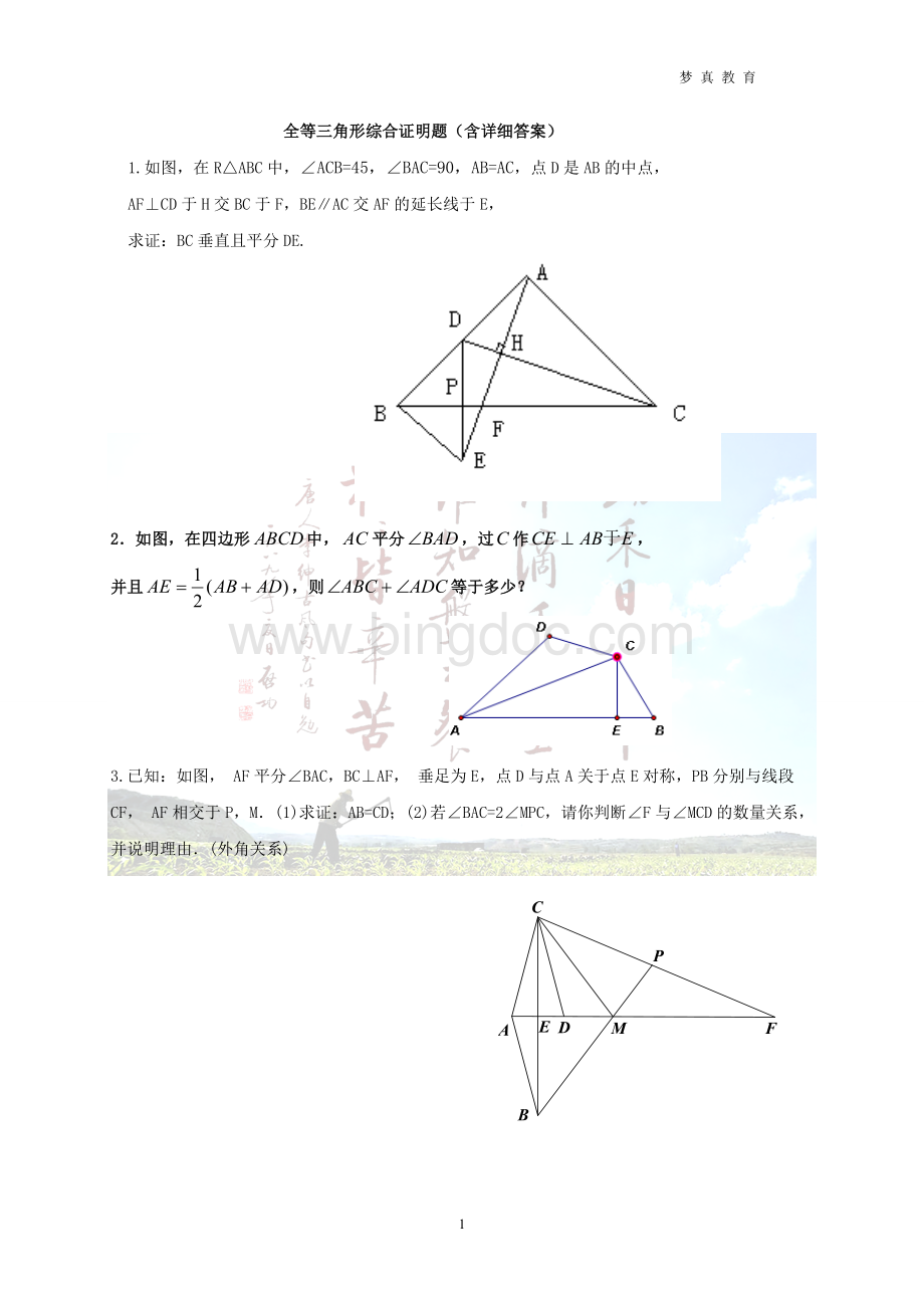 全等三角形综合证明题(含详细答案).doc_第1页