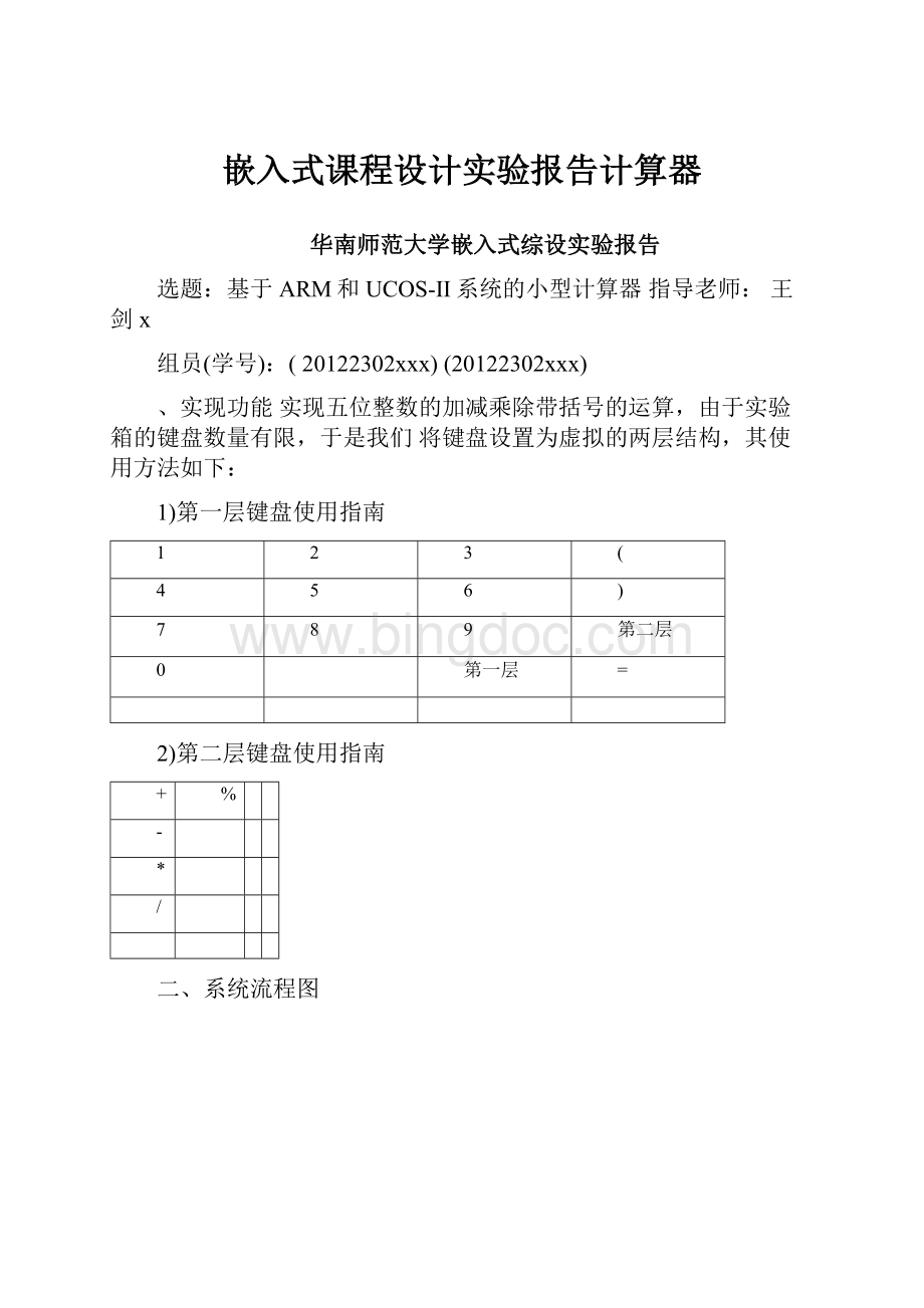 嵌入式课程设计实验报告计算器Word格式文档下载.docx