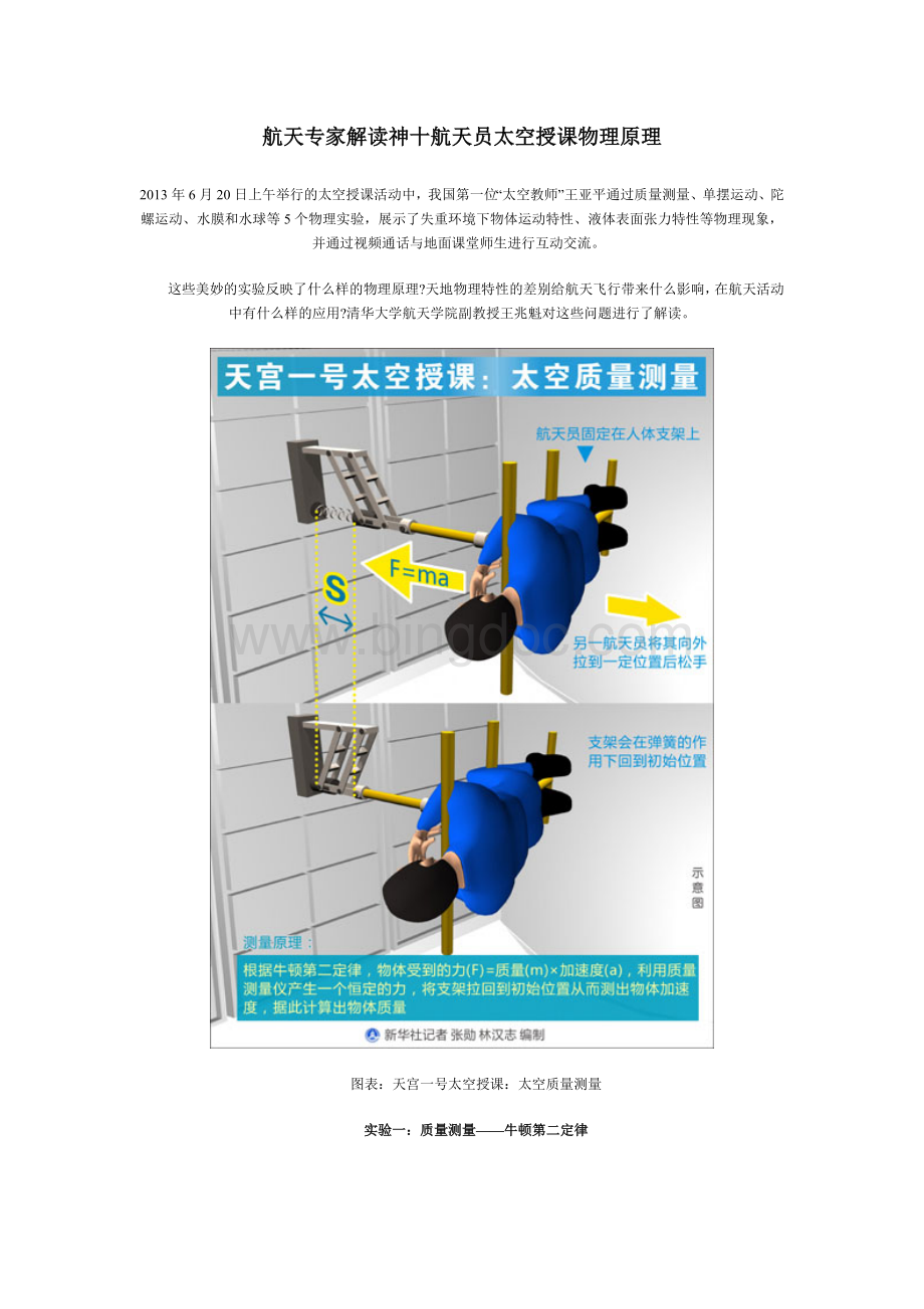 航天专家解读神十航天员太空授课物理原理.docx_第1页