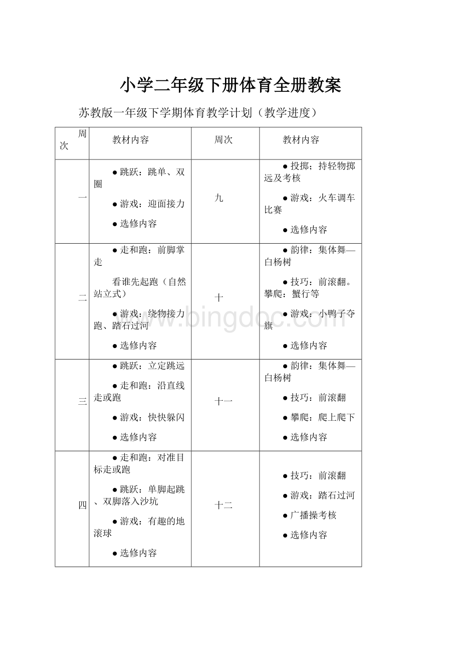 小学二年级下册体育全册教案Word文档下载推荐.docx