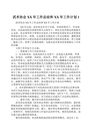 武术协会XX年工作总结和XX年工作计划1Word文档格式.docx