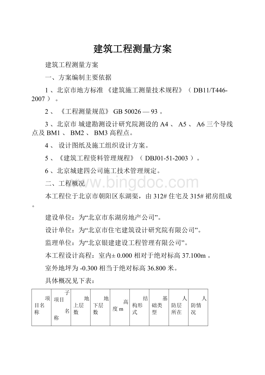 建筑工程测量方案.docx_第1页