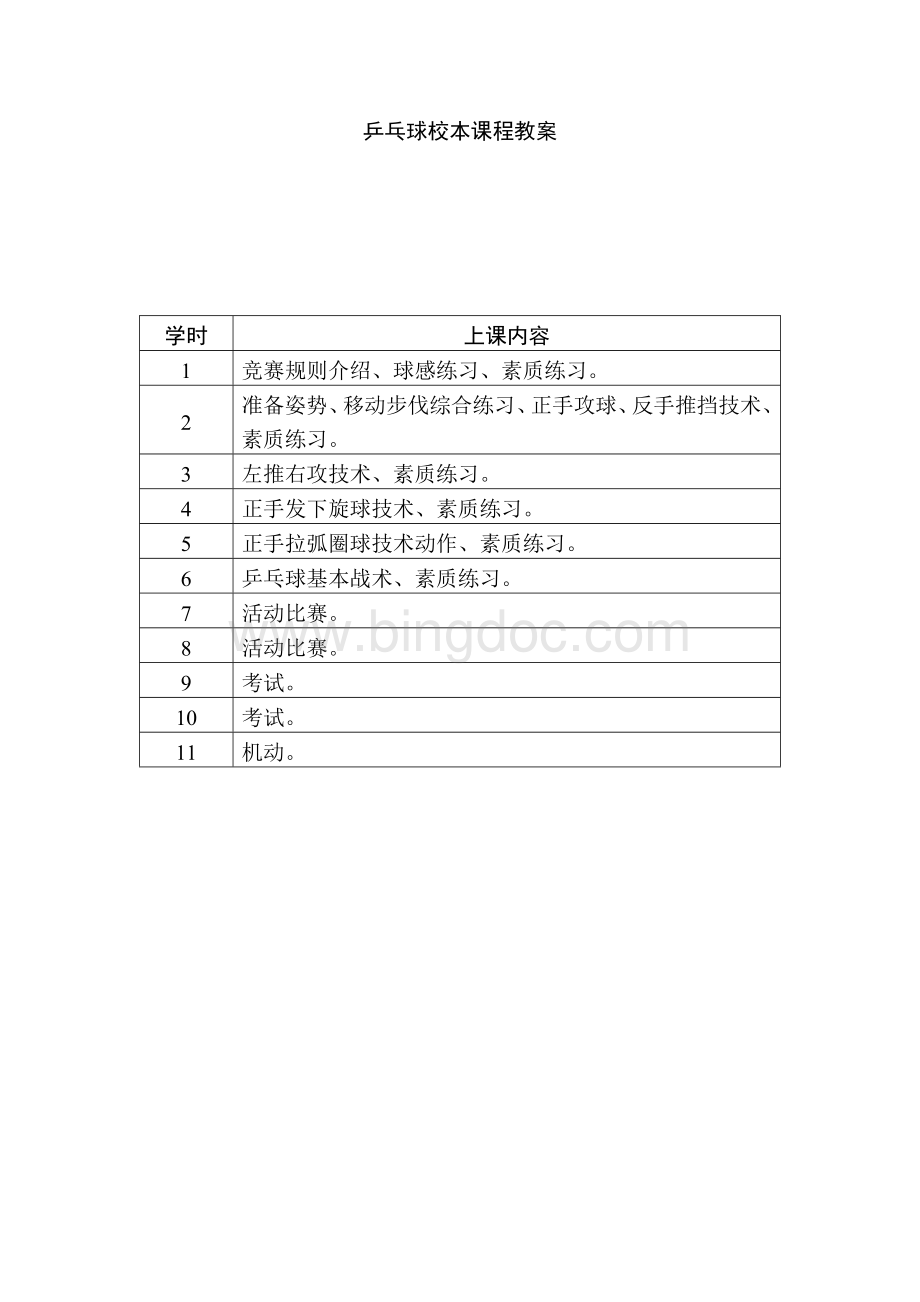 小学乒乓球拓展课教案.docx