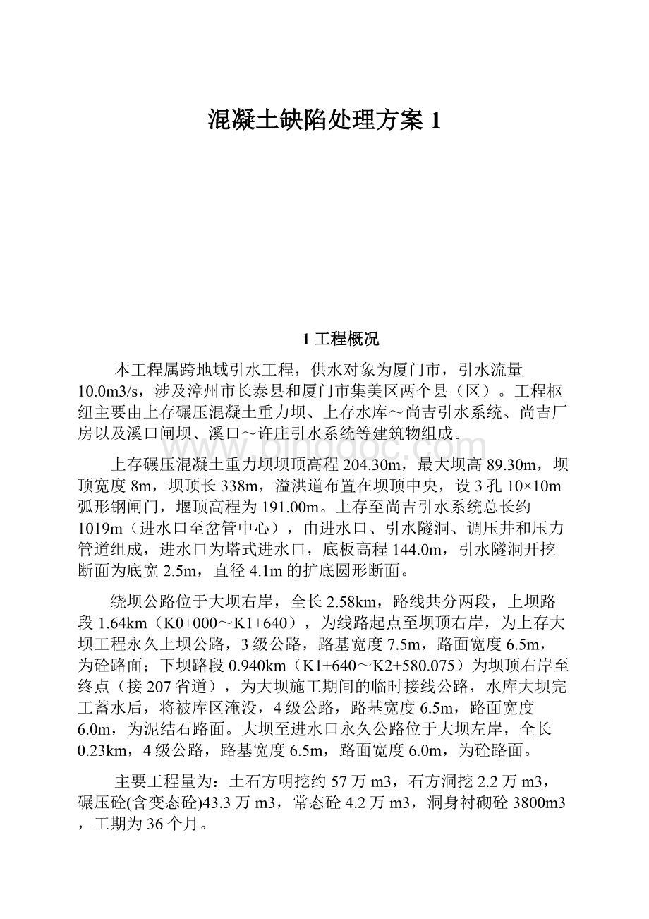 混凝土缺陷处理方案1文档格式.docx