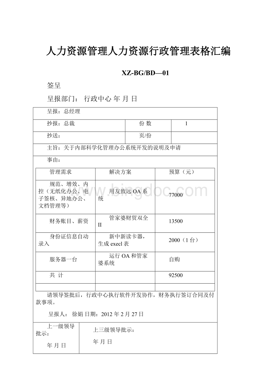 人力资源管理人力资源行政管理表格汇编文档格式.docx