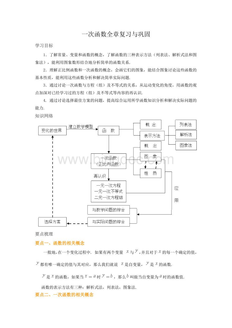 初二数学一次函数全章复习与巩固(提高).docx_第1页