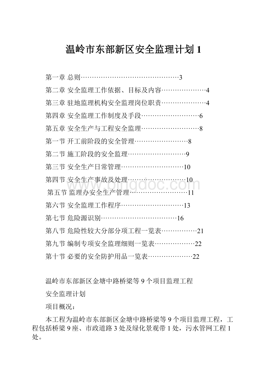 温岭市东部新区安全监理计划1文档格式.docx