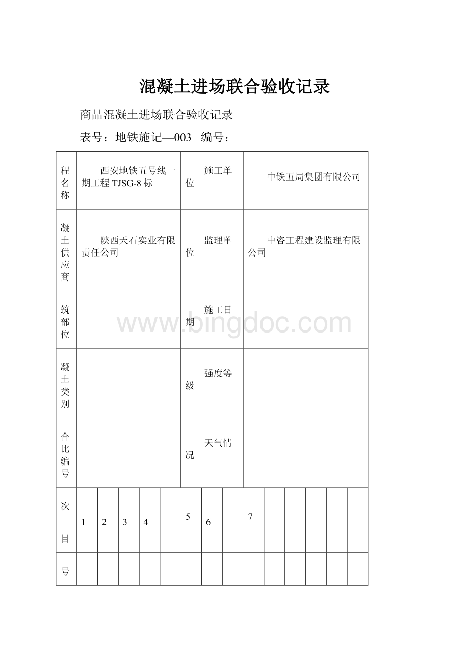 混凝土进场联合验收记录Word文档下载推荐.docx_第1页