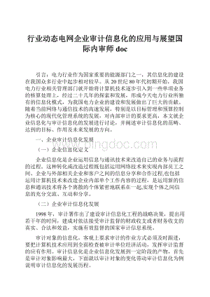 行业动态电网企业审计信息化的应用与展望国际内审师docWord文档格式.docx