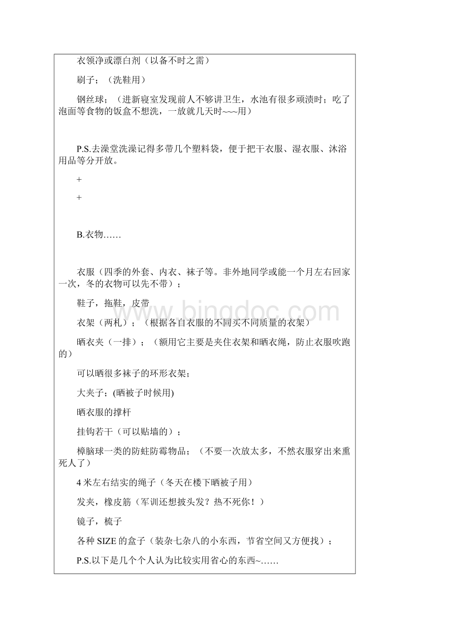 大学新生入学必备用品清单Word文件下载.docx_第3页