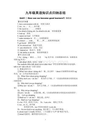 人教版九年级英语知识点总结.doc