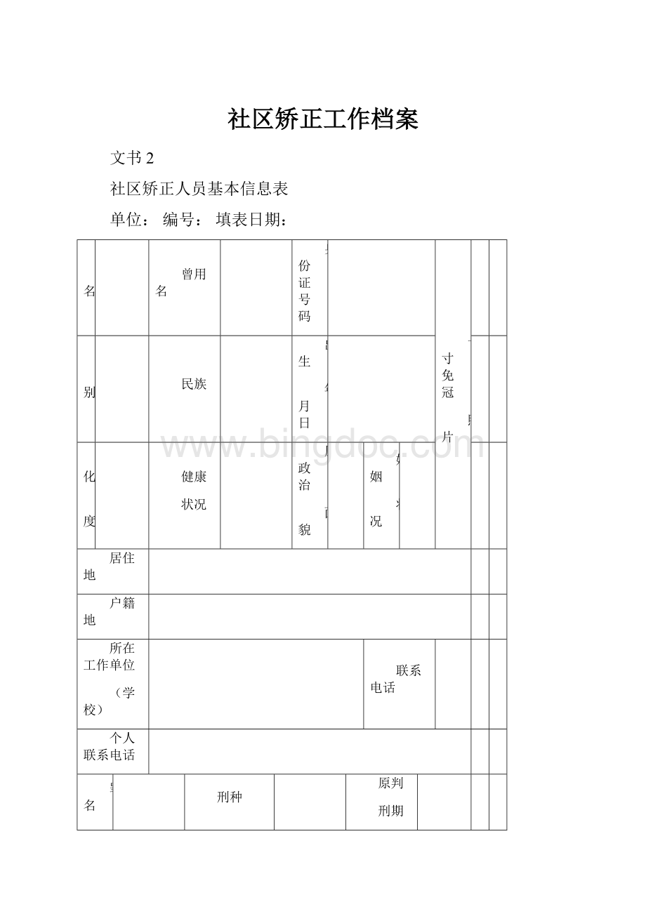 社区矫正工作档案Word文档下载推荐.docx