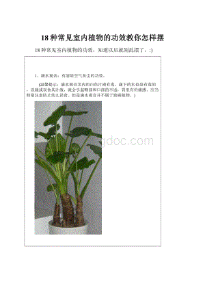 18种常见室内植物的功效教你怎样摆文档格式.docx