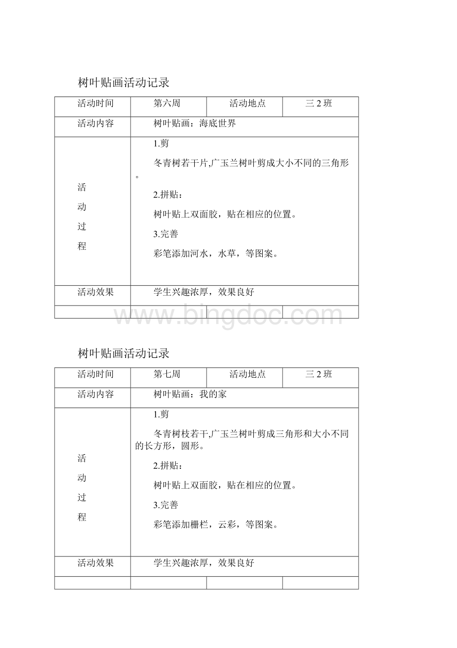 树叶贴画活动记录Word文档下载推荐.docx_第3页