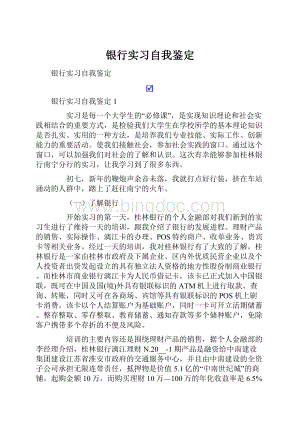 银行实习自我鉴定Word下载.docx