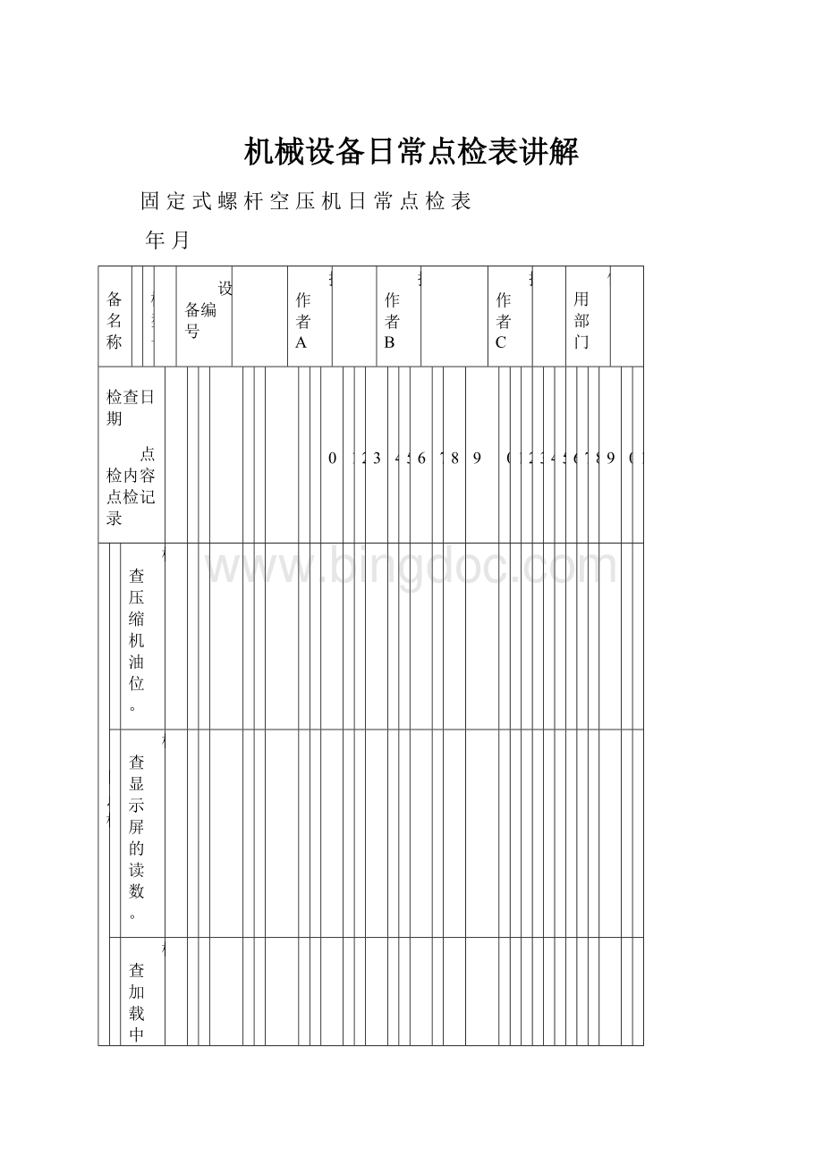 机械设备日常点检表讲解.docx