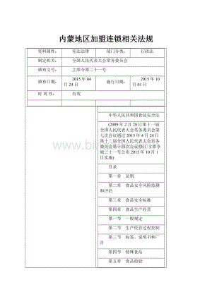 内蒙地区加盟连锁相关法规Word下载.docx