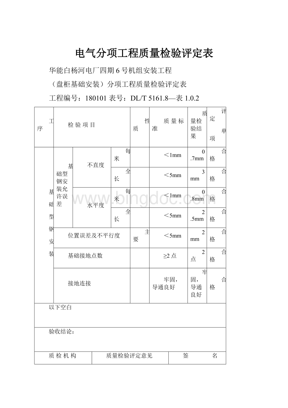 电气分项工程质量检验评定表.docx_第1页