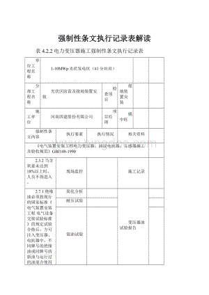 强制性条文执行记录表解读.docx