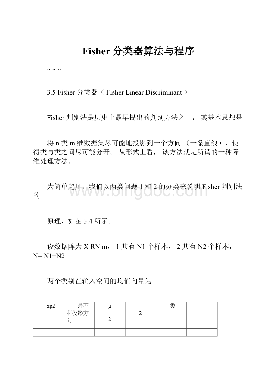 Fisher分类器算法与程序Word文档格式.docx