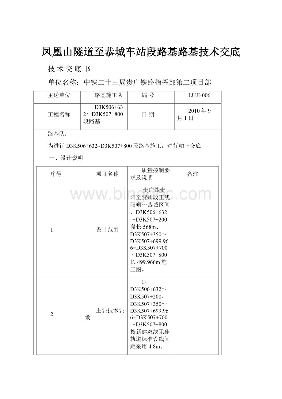 凤凰山隧道至恭城车站段路基路基技术交底Word文件下载.docx_第1页