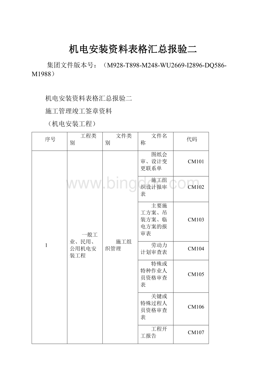 机电安装资料表格汇总报验二.docx_第1页