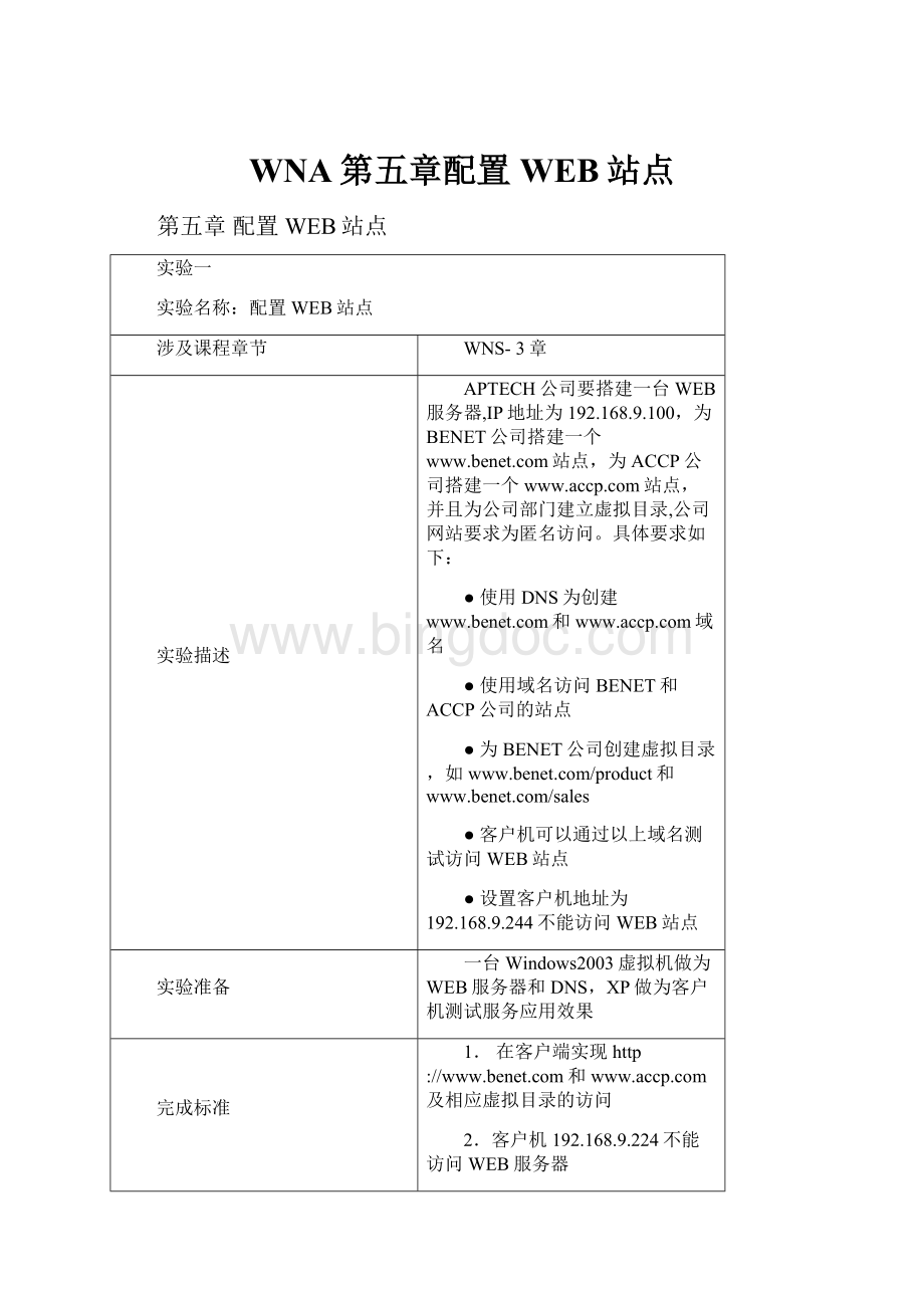 WNA第五章配置WEB站点Word格式.docx_第1页